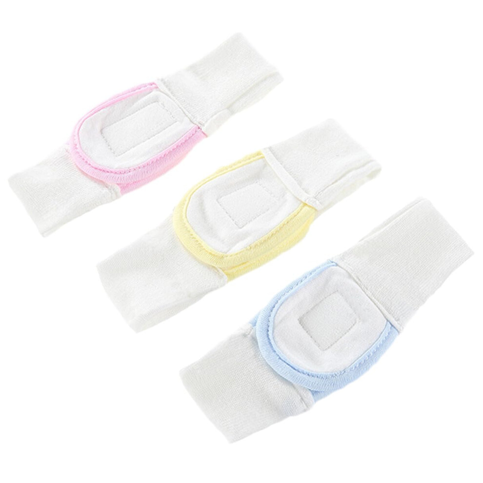 3pcs Baby Diaper Belt Adjustable Elastic Reusable Cotton Fastening Strap for Newborns Blue Yellow Pink