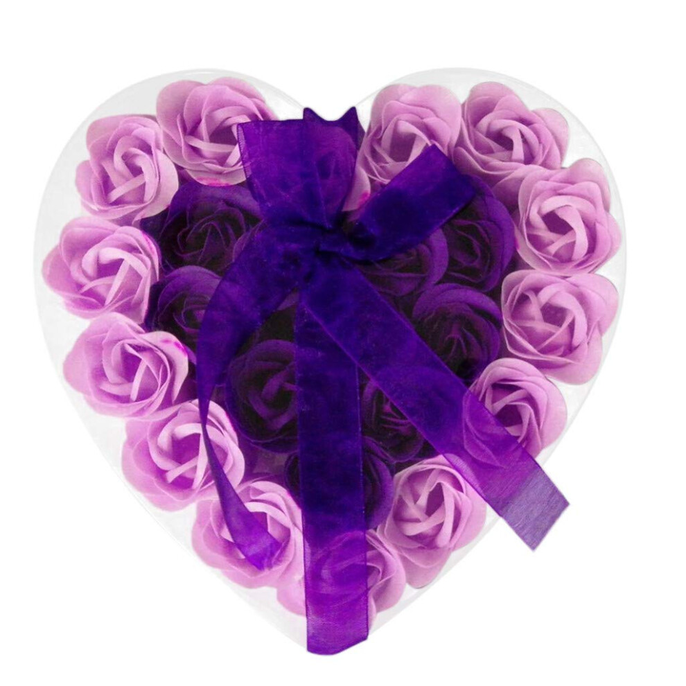 Purple Rose Flower Soap Petals 24Pcs Fragrant Bath Gift Set For Wedding Favors And Decoration