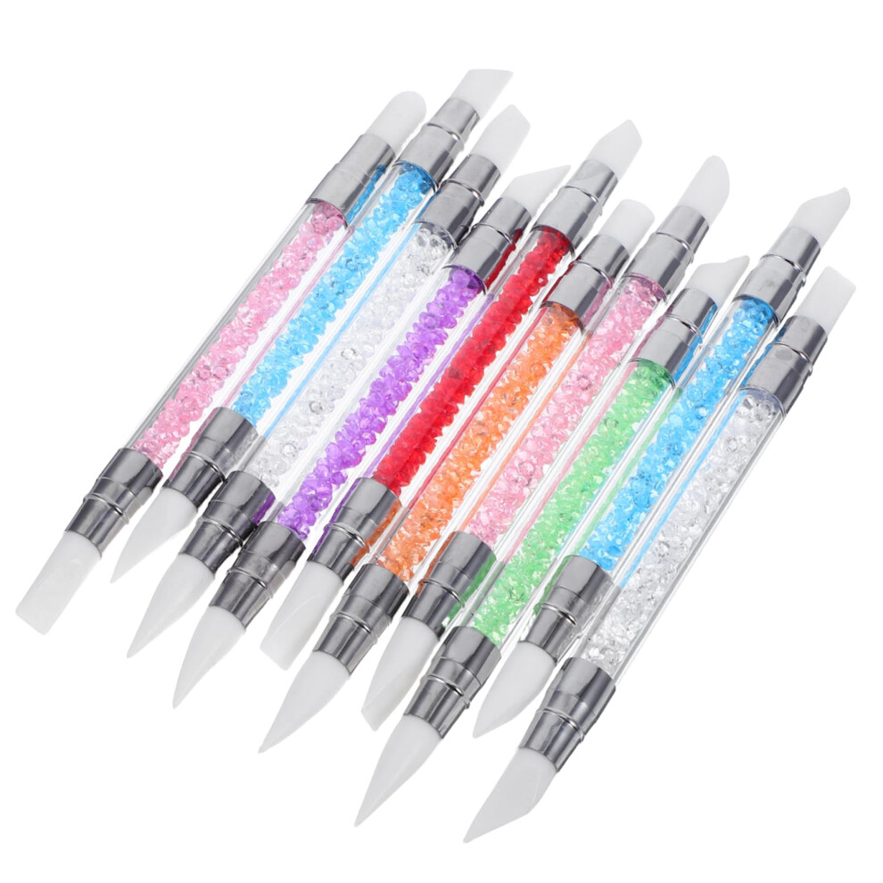 10pcs Nail Art Brush Set with Precision Liner Tip and DualEnded Silicone Design for Gel Polish