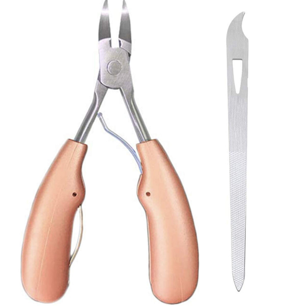 Gold Toenail Clippers For Thick Nails With Nail File, Ergonomic Toenail Nipper For Seniors