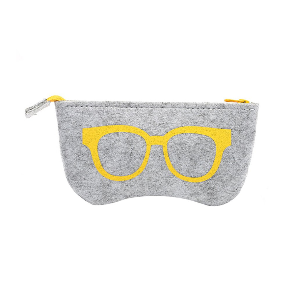 Yellow Eyeglasses Case Wool Felt Scratchresistant Sunglasses Pouch With Secure Zipper Closure