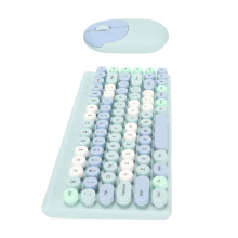 Combo clavier et souris sans fil, 86 touches, 2,4 GHz, couleur bleue