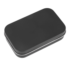 Caixa pequena de metal preta, 5 unidades, 95 x 60 x 21 mm, com compartimento para doces.