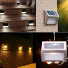 4 stk. 3 LED udendørs solcelledrevne LED rustfri stål have terrasse trappe dæk lys