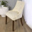 Capa protetora reutilizável para cadeira de braços com encosto alto - Bege e Branco 2