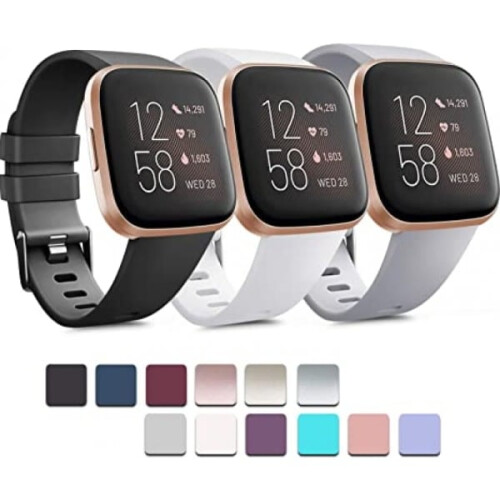 3-PACK μαλακά λουράκια σιλικόνης συμβατά με Fitbit Versa2, Versa, Versa Lite - Ρυθμιζόμενα