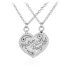 Collana a due pezzi con cuore per madre e figlia, in argento.