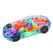 Beleuchtetes, transparentes Spielzeugauto mit grünem Chassis und transparentem Getriebe – Rennwagen für Kinder