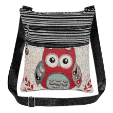 Sac bandoulière bohème en toile Tinksky avec fermeture éclair et imprimé hibou, style bohème, pour femme.