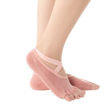 Calcetines de yoga sin dedos, calcetines de pilates, barra y ballet, calcetines con agarre de medio dedo, calcetines elásticos multicolores para