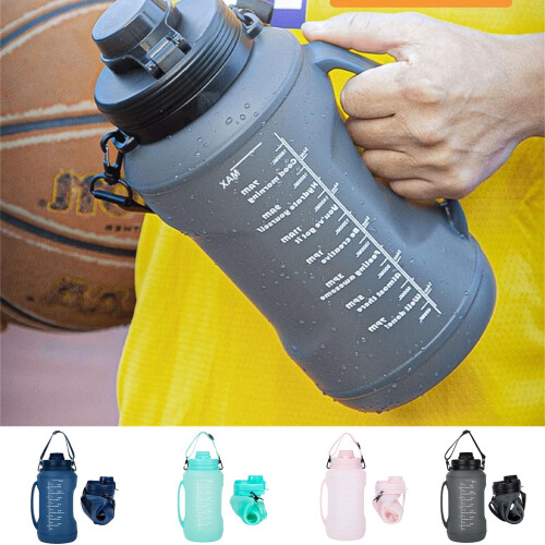 Πτυσσόμενο μπουκάλι νερού Mouliraty2L/64oz με καλαμάκι, μεγάλης χωρητικότητας, συμβατό 1