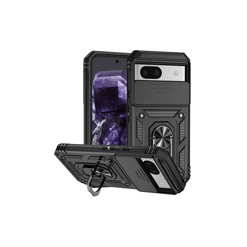 Google Pixel 8A Shockproof Hybrid Armor Ring Cover Black 9191629174393