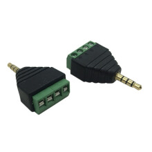 Adattatore per cuffie da 3,5 mm a 4 poli stereo TRRS audio/video maschio a 4 terminali a vite femmina, ricambio senza saldatura.
