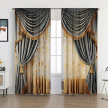 Kayannuo Julegaver Salg2 stk europeiske gardiner og draperier Juleseriegardiner Fabrikk sendt Digitaltrykk Gardiner150*166cm