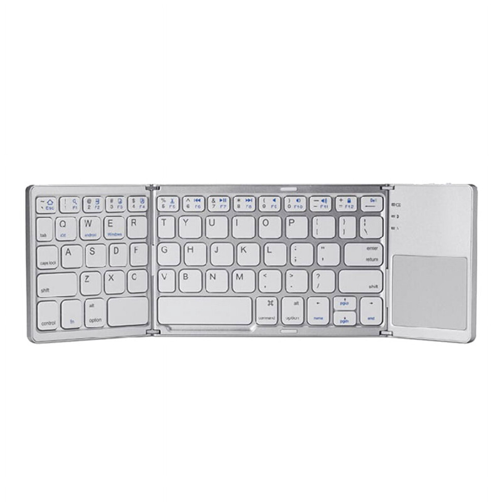 Portable Mini Three Folding Bluetooth Keyboard Wireless Foldable Touchpad Keypad For Ios,Android, Tablet Silver 9422877762361