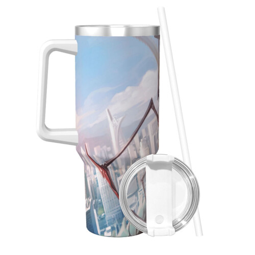 Spider-Man Ποτήρι 40oz με λαβή και καλαμάκι, αδιάβροχο, μονωμένο, με καπάκι και καλαμάκι, 1