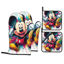 Lámhainní Oighinn agus Sealbhóirí Pota Mickey Mouse gleoite Tacar 4 phíosa Lámhainní Oighinn agus Sealbhóir Pota Cartúin Oiriúnach do