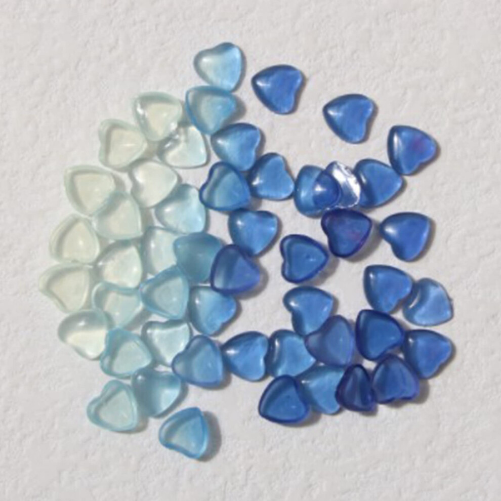 Blue Heart Nail Art Charms 100Pcs Lightchange Effect 3D Flat Back Rhinestones For Nails