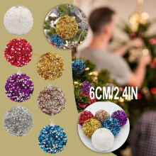 Staron Christmas Tree Ornaments (Blue), Shatterproof Christmas Balls Christmas Pearl Sequins Glitter Baubles Ball Tree Ornament Decoration 8CM