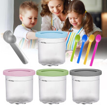 Ggdda IJsbewaarbekers set van vier, luxe editie, inclusief lepel, verkrijgbaar in vier prachtige kleuren, perfect voor in de keuken (uitverkoop)