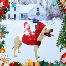 Saldi invernali: Costume natalizio per cani Karymi, costume da Babbo Natale a cavallo compatibile con animali domestici, regalo per le feste e