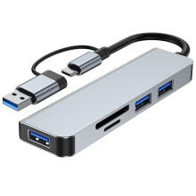 Docking station 5 in 1 con USB 2.0/TF, splitter USB sottile da USB-C a USB 3.0, compatibile con PC XPS
