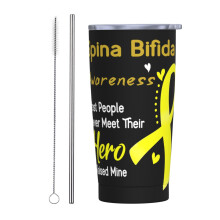 Tazza termica portatile da viaggio da 20 oz in acciaio inossidabile con coperchio per la sensibilizzazione sulla spina bifida.