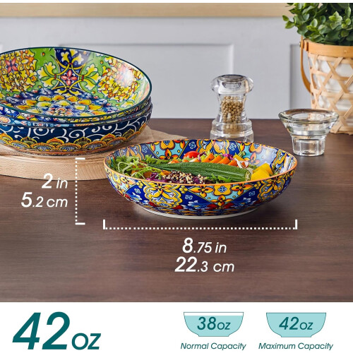 Μπολ ζυμαρικών, κεραμικά μπολ σαλάτας 42oz των 4, μεγάλα μπολ σερβιρίσματος για 1