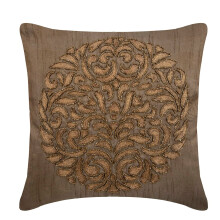 Euro Sham örngott 26x26 tum, brunt och guld, siden, abstrakt, modernt, kompatibelt med Euro Pillows