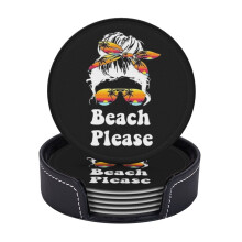 Conjunto de 6 porta-copos de couro, placa redonda de metal com tema de Páscoa e óculos de sol, perfeitos para bebidas e como presente de