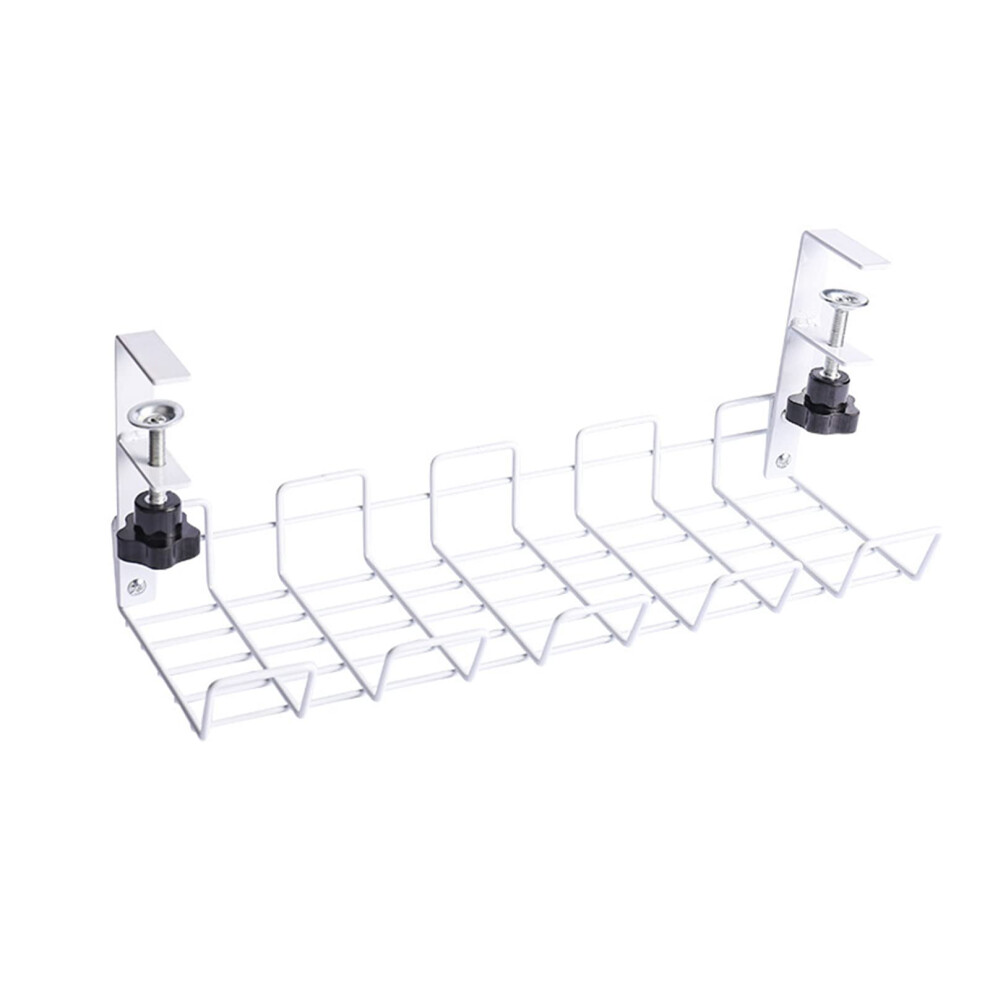 Under Desk Cable Management Tray With Nodrill Installation And 360 Reversible Clamps White 9450606258120