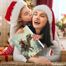 Cutie decorativă pentru calendar de Crăciun Fankiway, pandantive cu dinozauri cu 24 de zile pentru surprize zilnice, compatibilă cu decorațiunile
