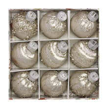 80mm 9pcs Large Shatterproof Foam Christmas Ball Ornaments, Clear Glitter Plastic Hanging Decorations for Xmas Holiday Party Home