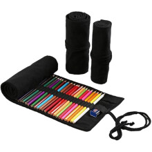 36/48/72 Slot Color Pencil Storage Box with Pen Holder & Brush Organizer, Portable Art Case for Students (Black, 36 One Slot)