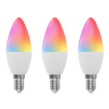WiFi Smart Bulb RGB+W+C LED Candle Bulb 5W E14 Dimmable Light Phone APP SmartLife/Tuya Remote Control Compatible with Home for Voice Control, 3 pack