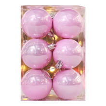 12Pcs 5cm Pink Christmas Tree Baubles, Shatterproof Plastic Xmas Ornaments, Compatible with All Trees, Holiday Party Decor