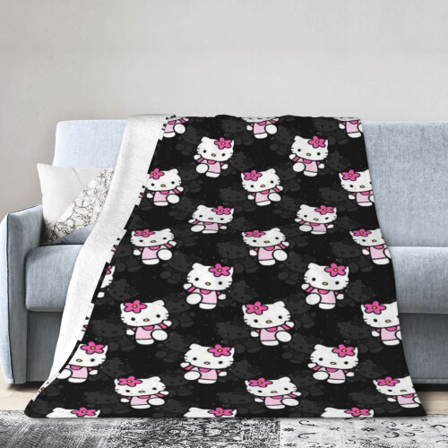 Hello Kitty Cartoon Throw Κουβέρτα με Κουβέρτα σε Στυλ Κρεβατιού, Διακόσμηση Δωματίου,