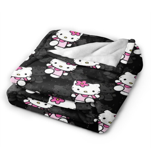Hello Kitty Cartoon Throw Κουβέρτα με Κουβέρτα σε Στυλ Κρεβατιού, Διακόσμηση Δωματίου, 1