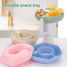 Conjunto de tampa de silicone para copo e prato para lanche com 3 tampões para canudo, à prova de vazamentos para copo de 1,2 litro, reutilizável,