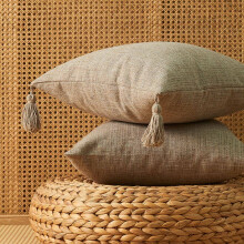 Capa de almofada decorativa em linho e algodão maciço de 45 cm (17,72 polegadas). Capa de almofada especial e delicada para sofá, cama ou cadeira.