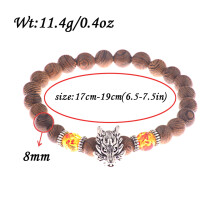 Brățară cu mărgele din piatră vulcanică din lemn natural, cap de dragon RSAMD, yoga, energie vindecătoare Valconic-2