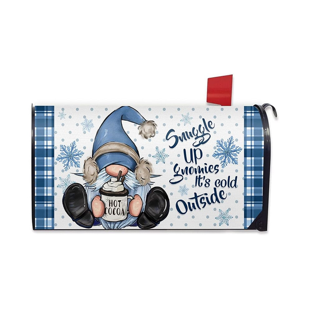 Snuggle Up Gnomies It's Cold Outside Mailbox Cover, Magnetic 21"X18", Winter Gnome Polka Dots Decor, Snowflake Farmhouse Outdoor Decoration 9048212692515
