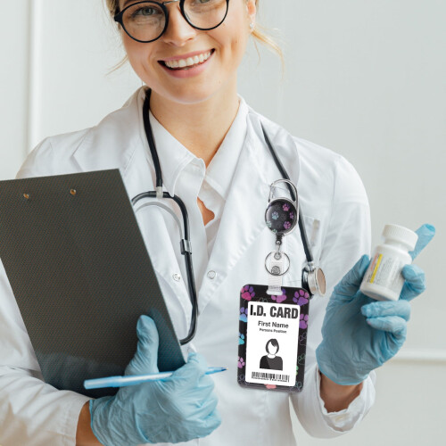 Polyester Plastic School Supplie ID Card Holder with String Anti-scratch Reel Nurse 1