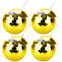 Qtmnekly 4PCS Disco Cups Unique Cocktail Glasses Bar Tools Glasses Flashlight Straw Wine Goblets Drink Cups Gold