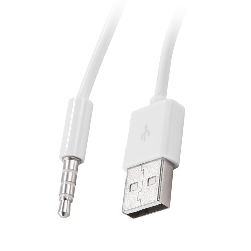 Καλώδιο φόρτισης προσαρμογέα ήχου AUX σε USB 2.0 3,5 χιλ., λευκό, 1 μέτρο 2