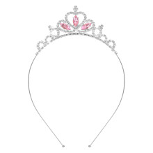 Pink Princess Crown Tiara with Sparkling Rhinestones, Lightweight Headband for Girls Birthday Party