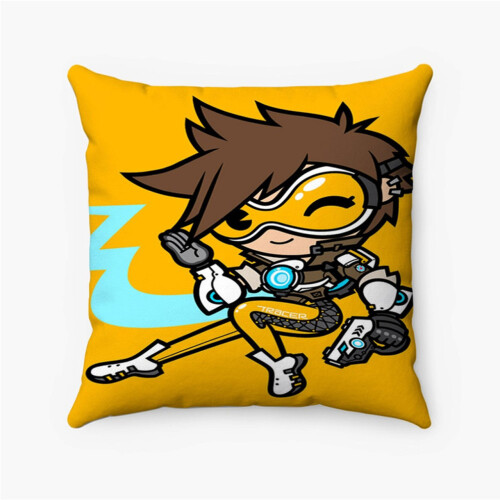Capa de Almofada Personalizada AIVO Tracer Overwatch, em Poliéster Fiado, Quadrada, para Decoração de Cama, Sofá ou Casa (polegadas)