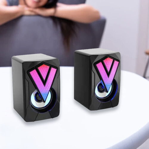 SUSUchens1Pair Μίνι ηχεία υπολογιστή με εφέ φωτισμού RGB Φορητά ενσύρματα ηχεία 2
