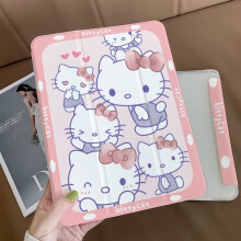 Capa Hello Kitty compatível com iPad, à prova de quedas e água para iPad Air 4 (2020), iPad 10.2, iPad Pro 11 (2020) e iPad Mini. Design Kawaii.