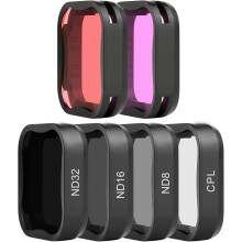 6er-Pack Objektivfilter für GoPro Hero7 6 5 Black (ND8, ND16, ND32, CPL, Hellrot, Magenta), Neutral